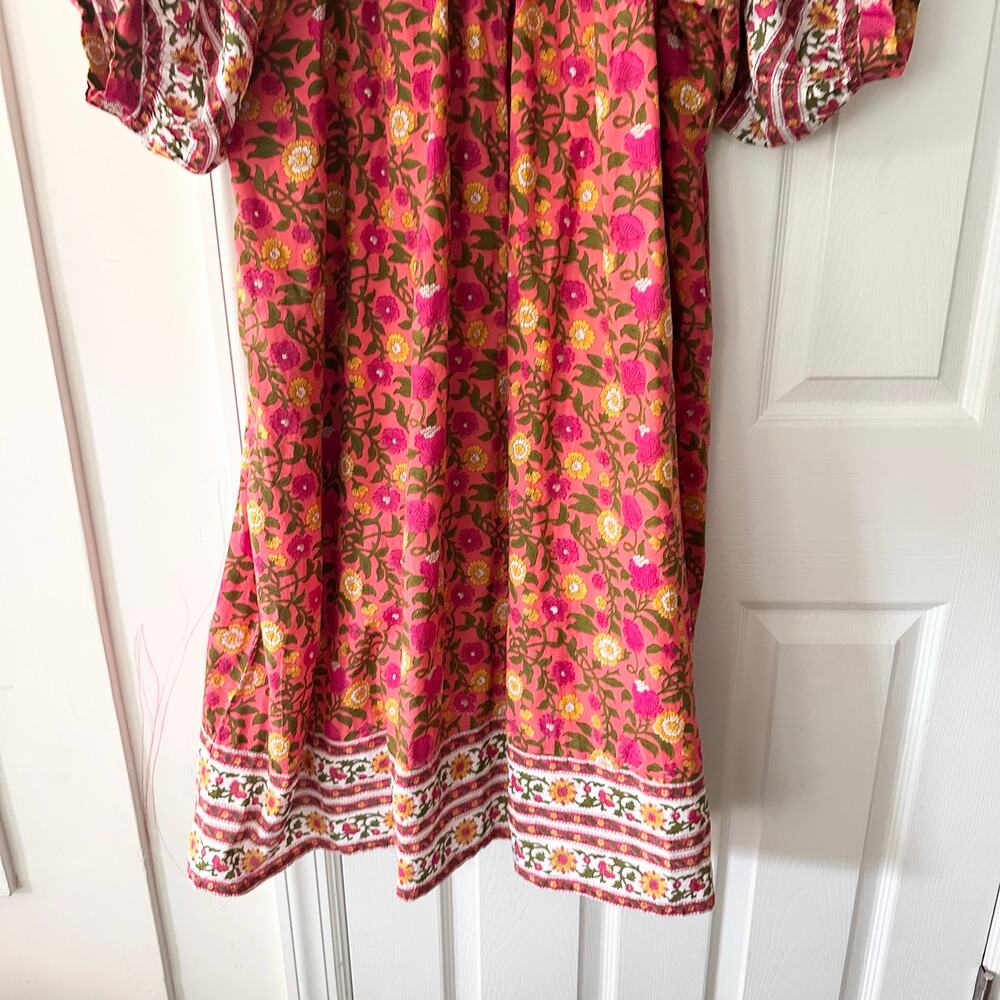 Mille Resort & Travel Passionfruit Saffron Midi Dress Orange Floral Print Medium - Picture 10 of 11
